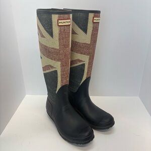 Women’s Tall Hunter Rain Boots British Flag Union Jack W8/M7 Brit London EUC